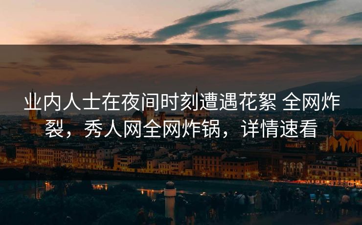 业内人士在夜间时刻遭遇花絮 全网炸裂，秀人网全网炸锅，详情速看
