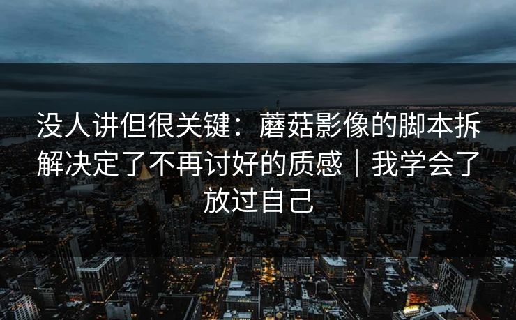 没人讲但很关键：蘑菇影像的脚本拆解决定了不再讨好的质感｜我学会了放过自己