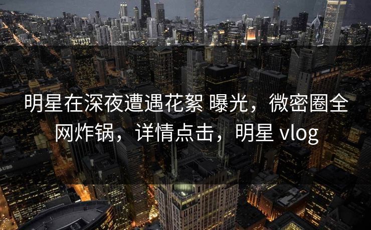 明星在深夜遭遇花絮 曝光，微密圈全网炸锅，详情点击，明星 vlog